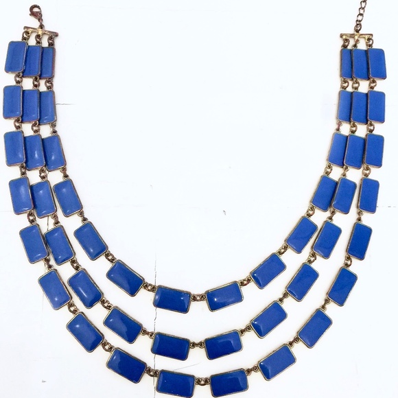 RARE VINTAGE 1950's Three Tier Teal Blue Enamel Necklace. - Picture 5 of 7